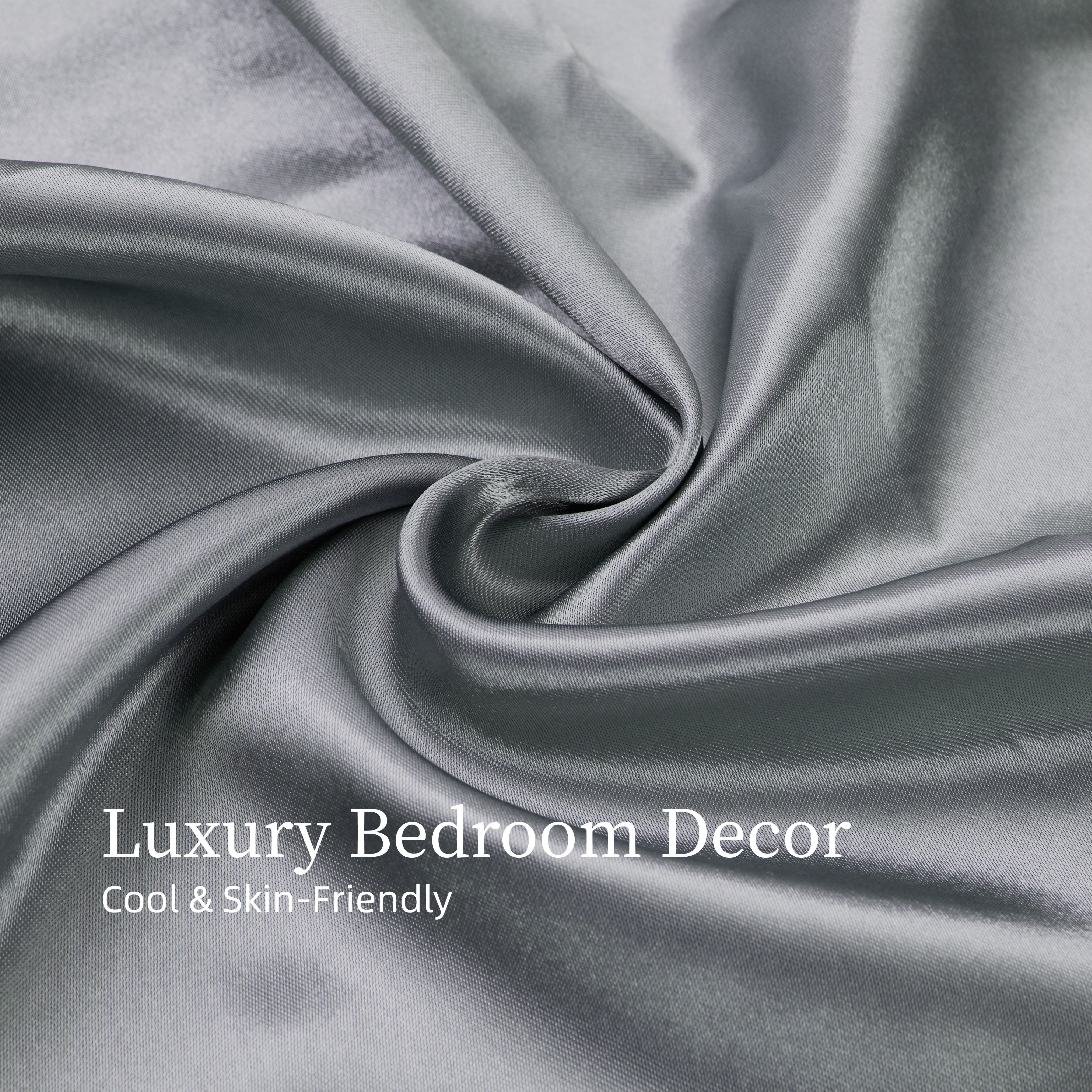 Satin Bed Sheets, Full Size Sheets Set, 4 Pcs Silky Bedding Set With 15 Inches Deep Pocket For Mattress (Full, Grey)_voghion.com